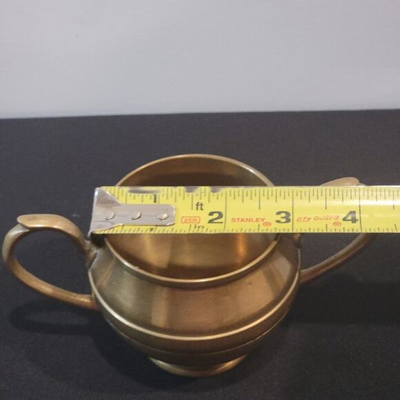 Vintage Brass Cup Mini Bowl Trinket Holder Double Handles 6" x 3.5" - Picture 7 of 9